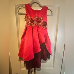 Elegant Red Floral Kids Dress by SHEIN